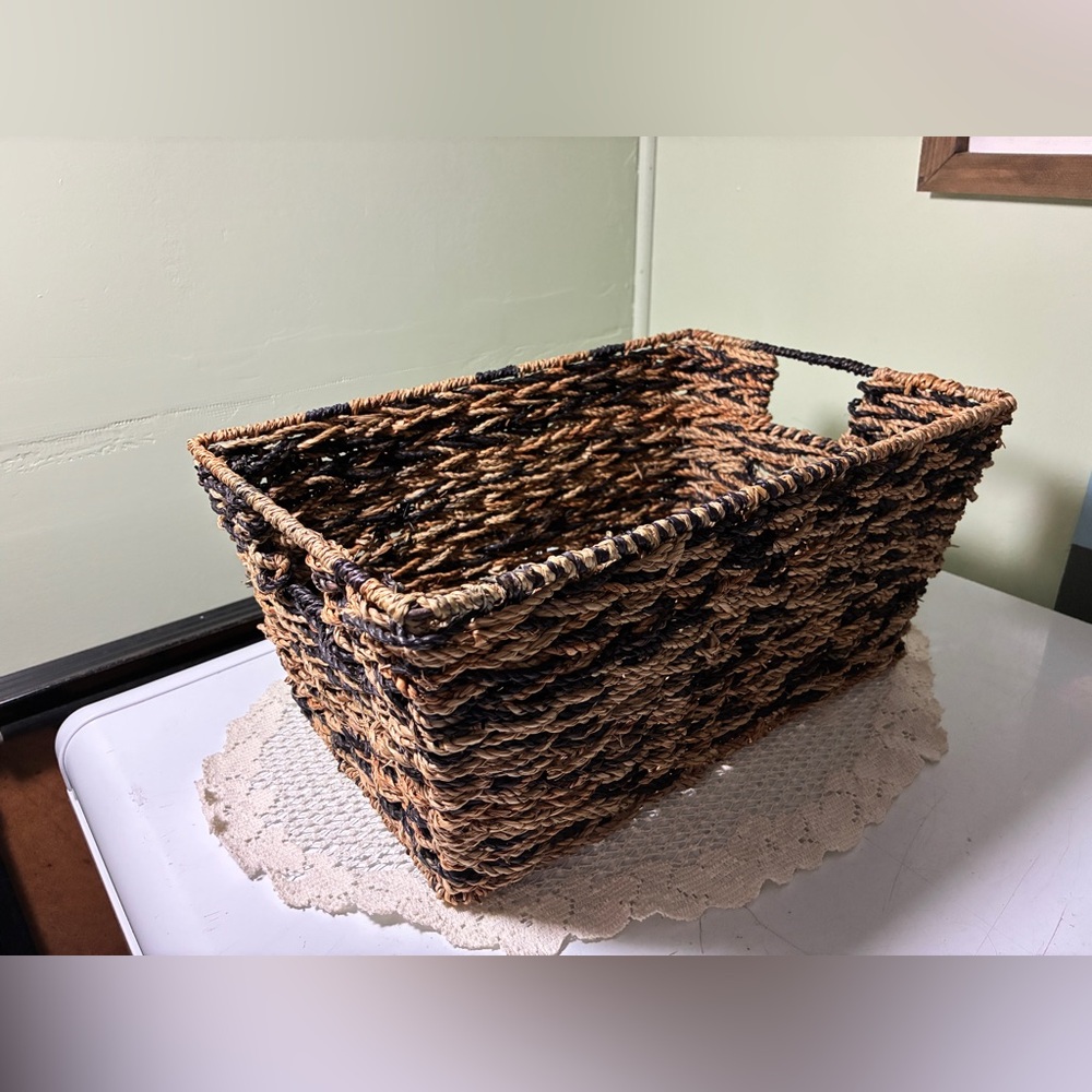 Woven Storage Basket - Brown and Black